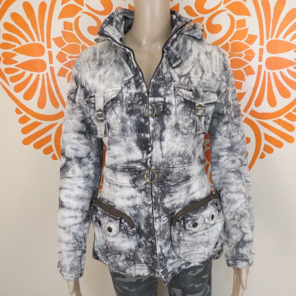 O.N.L.Y. Jeans Tie Dye Hooded Denim Jacket M - Picture 2 of 3